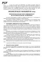 Municipales Maurespas 2014 : Programme des communistes et citoyens de gauche